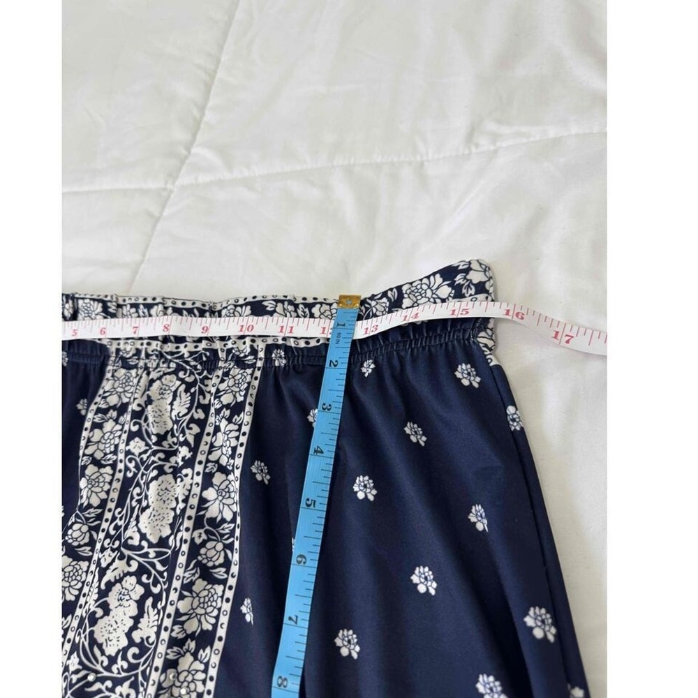 Metrowear Skirt Womens XL Petite Floral Elastic Waist Midi Silver Bling - Picture 5 of 8